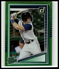 Green and blue framed 2025 donruss #135 carson williams baseball trading card featuring player in white uniform and black helmet
