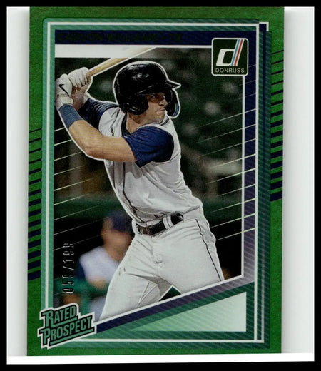 Green and blue framed 2025 donruss #135 carson williams baseball trading card featuring player in white uniform and black helmet