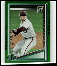 Green-bordered 2025 Donruss baseball trading card featuring tyson neighbors in white and maroon uniform numbered 181