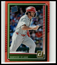 Red helmeted thomas saggese baseball card 2025 donruss red edition with green and red border numbered to 250