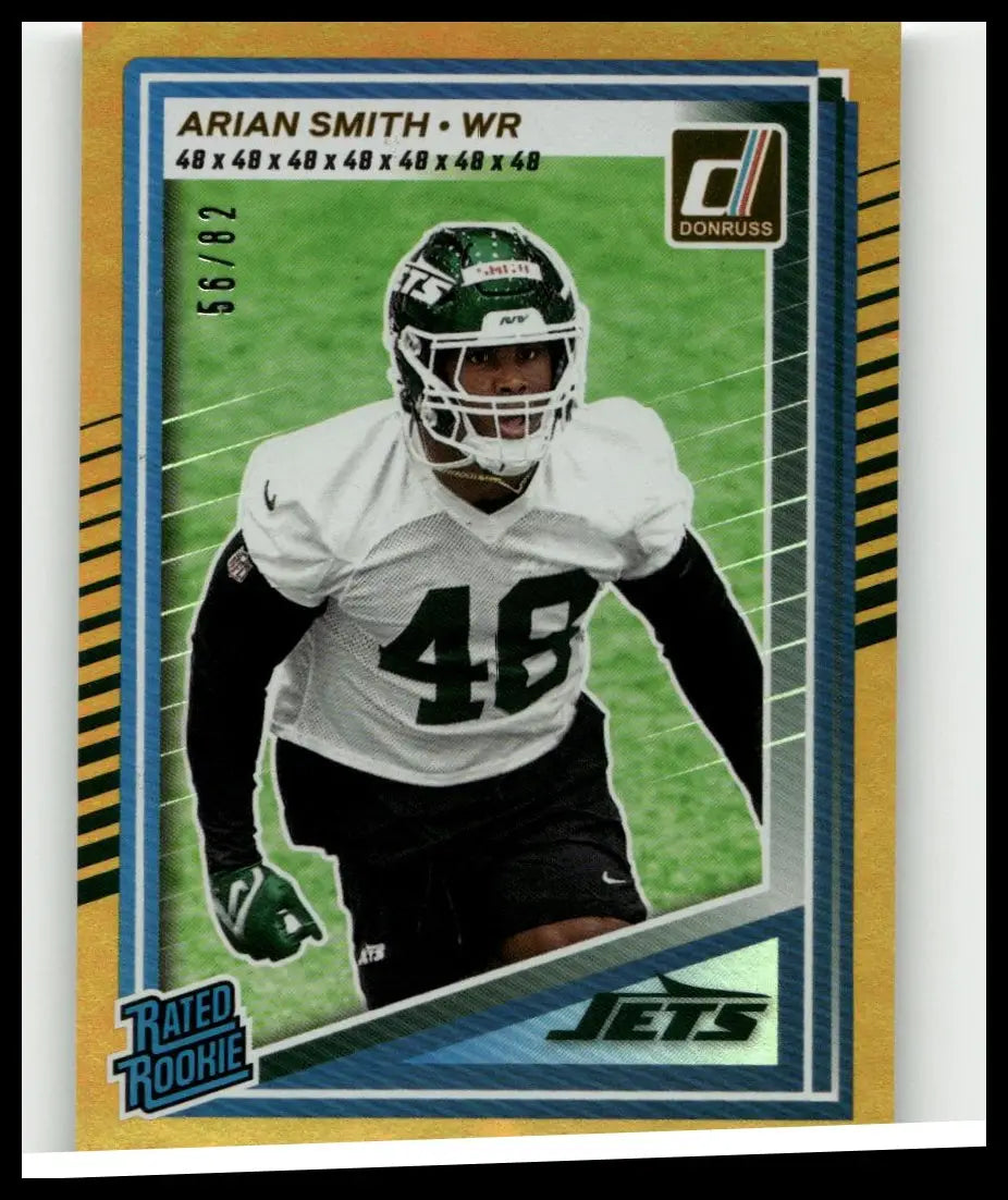 2025 donruss #386 arian smith rookie football trading card featuring arian smith jersey number 48 in green and white