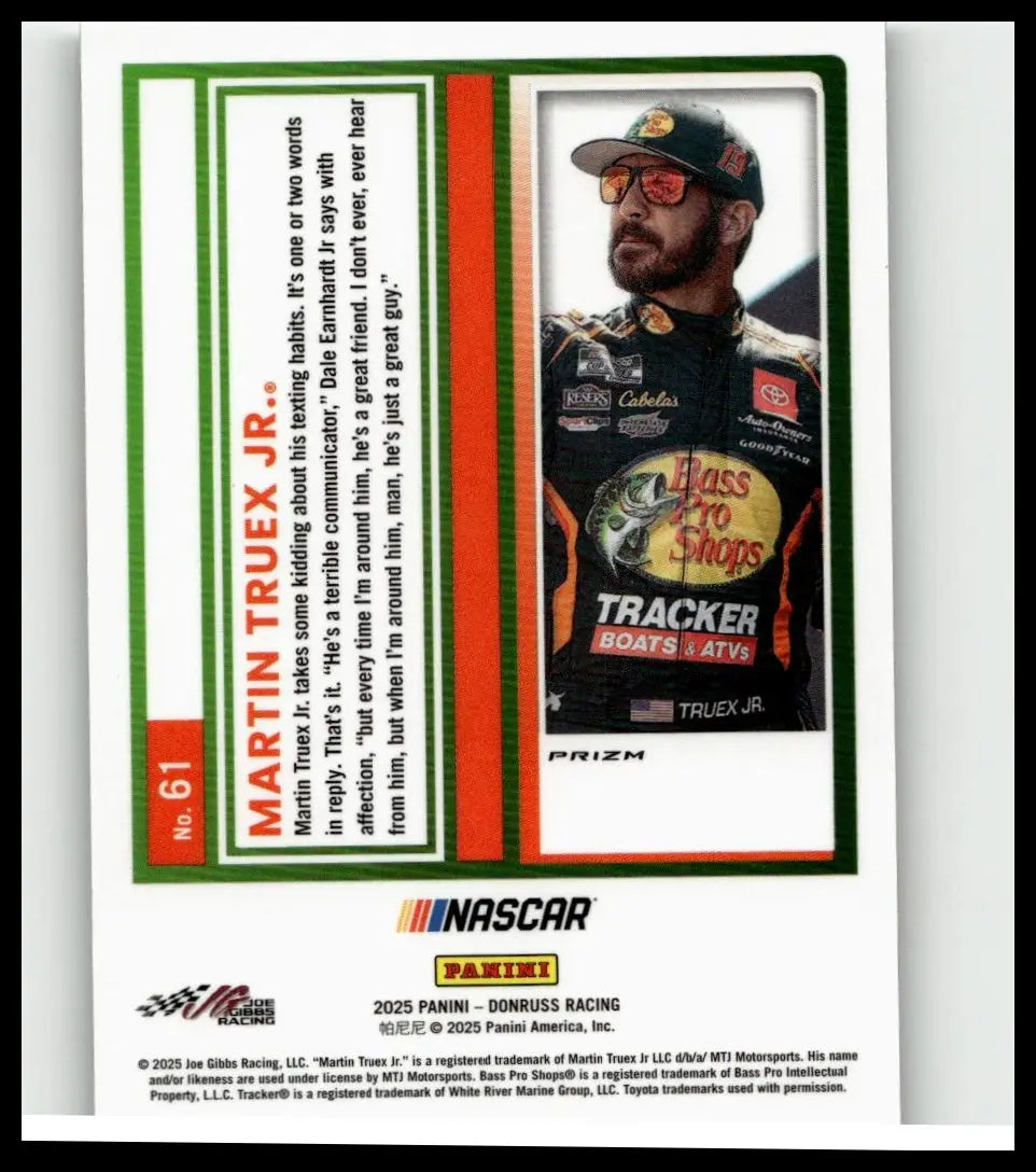 Martin Truex jr 2025 Donruss optic holo action figure featuring vibrant colors and glossy finish for collectors