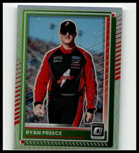Red and black racing suit worn by ryan preece with ford and goodyear logos featured in 2025 donruss ryan preece optic holo