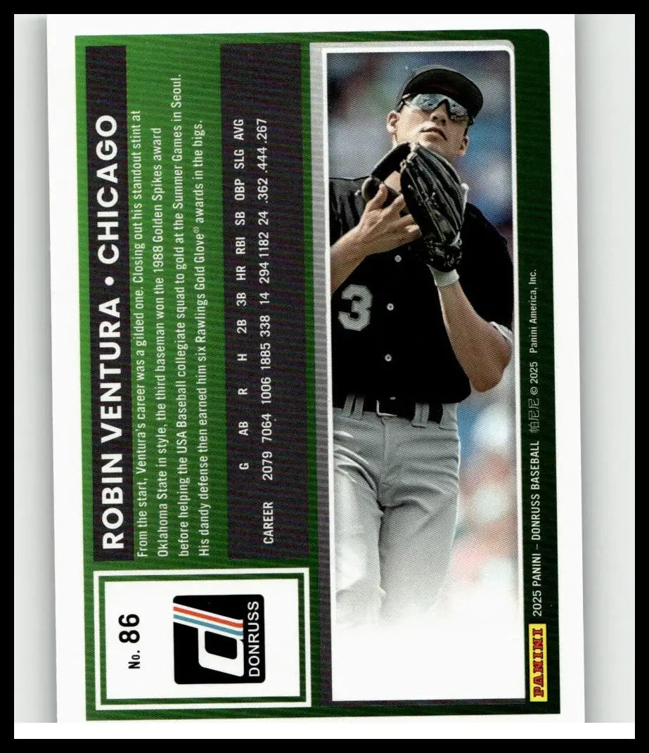 Black leather baseball glove with visible stitching worn by player in black uniform from robin ventura rockets 2025 donruss