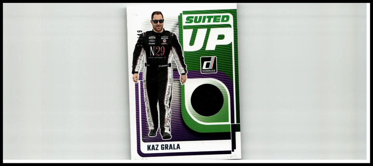 Black and white racing suit with silver accents featuring the number 29 and n logo for kaz grala suited collection