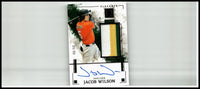 Orange jersey baseball card featuring jacob wilson elegance autograph and game-used fabric swatch numbered out of 99