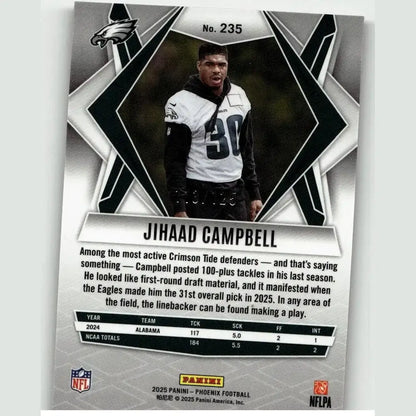 2025 Panini Phoenix jihaad campbell bronze pandora prizm football card number 235 limited to 125 copies