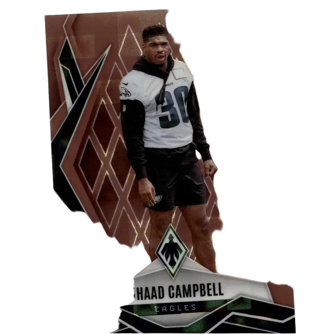 A 2025 panini phoenix jihaad campbell bronze rookie trading card featuring a bronze pandora prizm design numbered 125