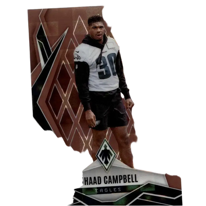 A 2025 panini phoenix jihaad campbell bronze rookie trading card featuring a bronze pandora prizm design numbered 125