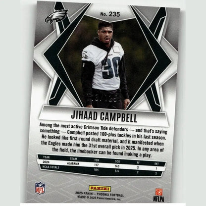 2025 panini phoenix jihaad campbell bronze pandora prizm football card numbered 235 limited to 125