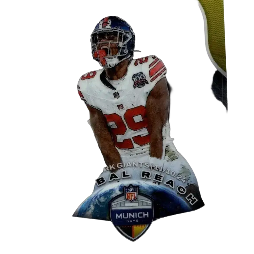 A 2025 panini prizm global reach collectible nfl trading card featuring tyrone tracy jr in vibrant color design