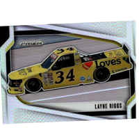 2025 panini prizm silver prizm card featuring layne riggs in yellow and black number 34 loves nascar truck design