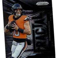 Orange and black denver broncos football jersey with white number 10 worn by player in panini prizm nix fractal gear