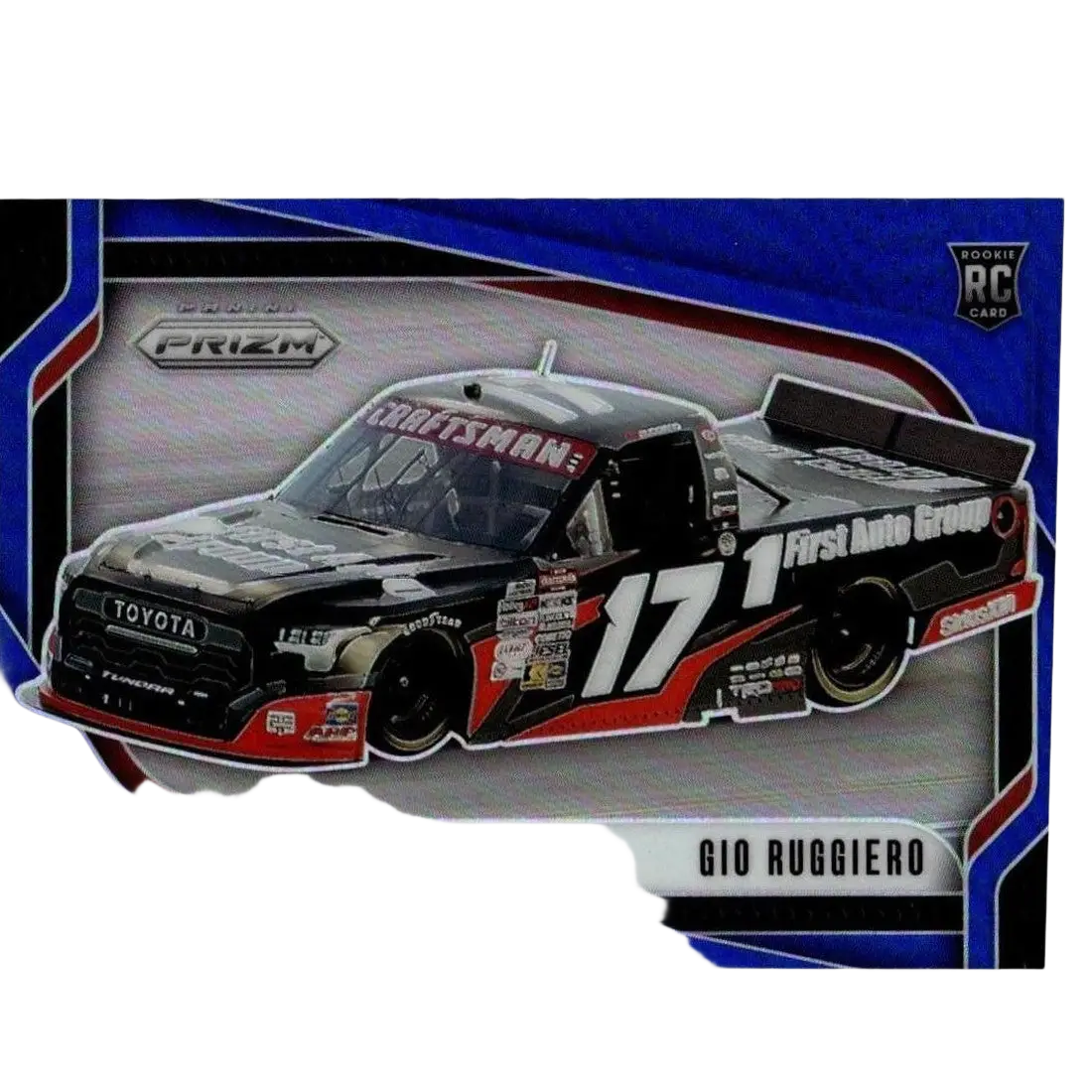 Black and red toyota truck race car with white number 17 featuring craftsman branding in 2025 panini prizm gio ruggiero blue