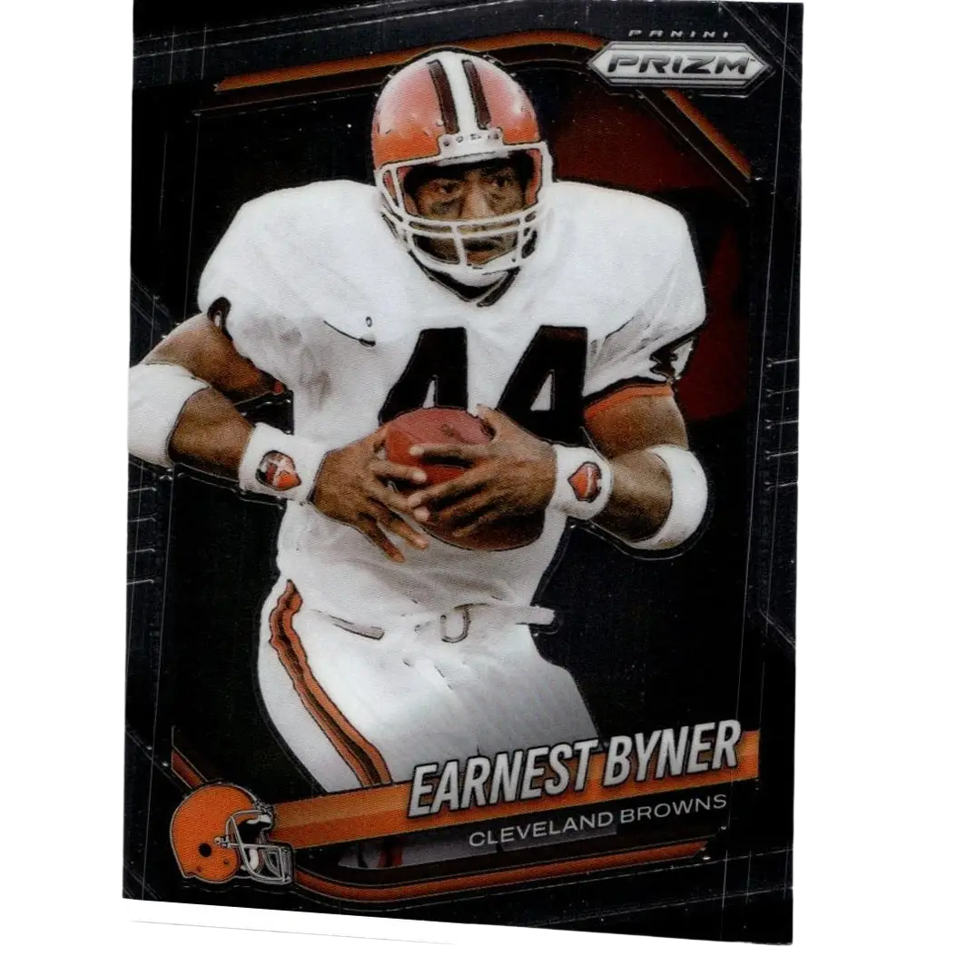 Orange and white cleveland browns football trading card featuring earnest byner in number 44 uniform panini prizm