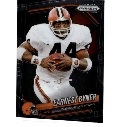 Orange and white cleveland browns football trading card featuring earnest byner in number 44 uniform panini prizm