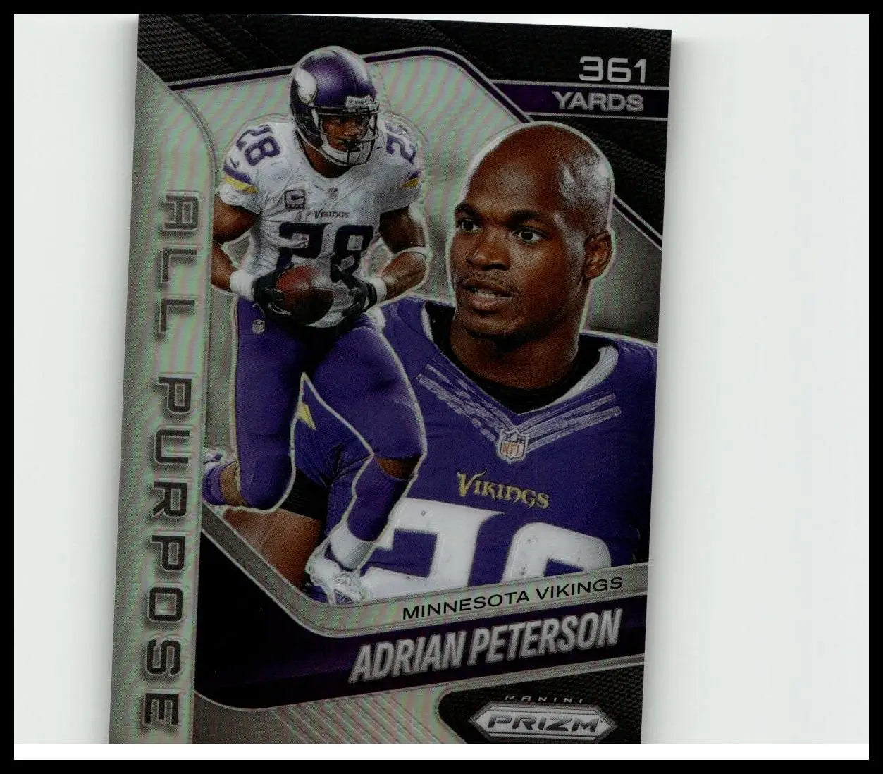 2025 panini prizm silver and purple adrian peterson all purpose prizms football trading card #15