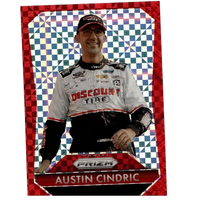 Austin cindric red panini prizm 2025 holographic trading card with red border and cindric red power branding
