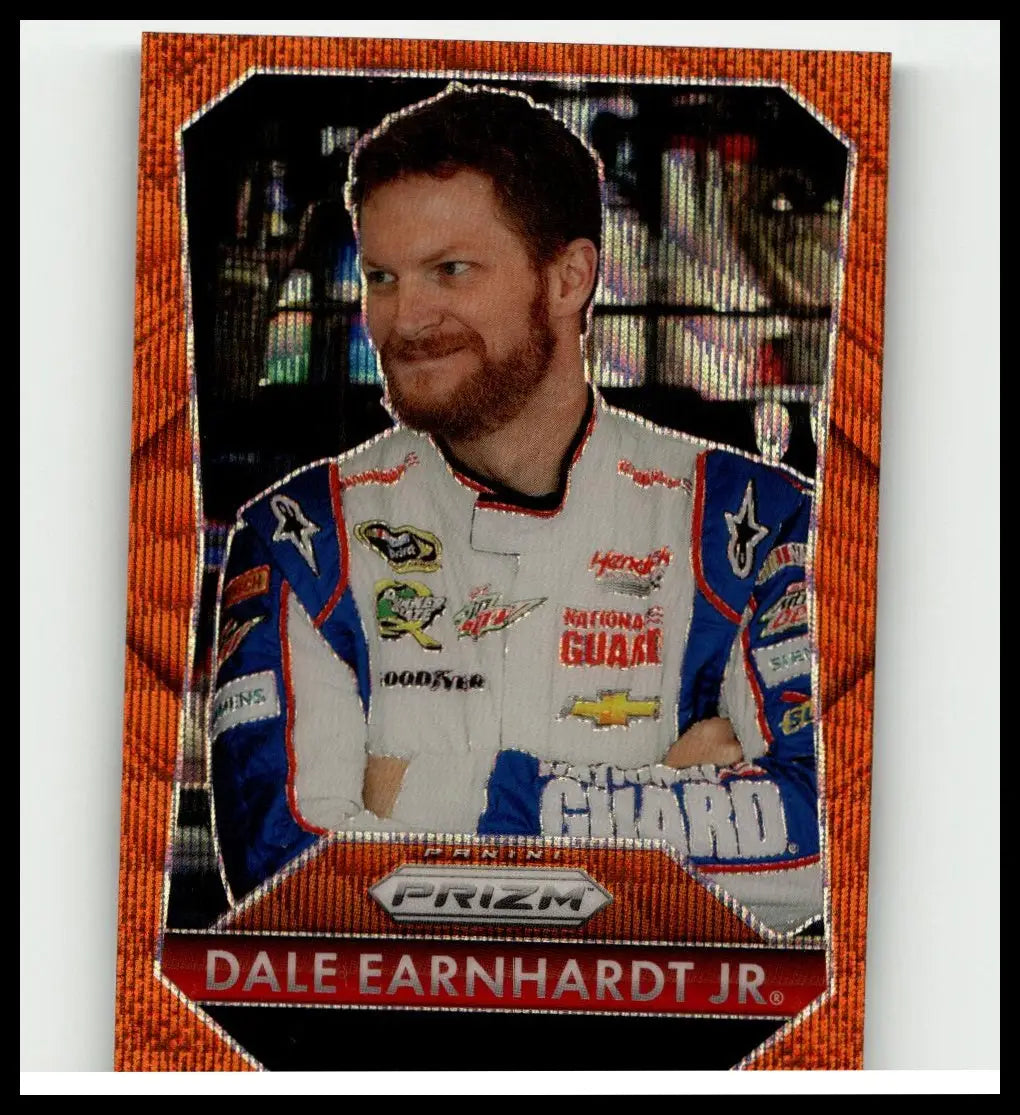 Orange-bordered panini prizm trading card featuring dale earnhardt jr earnhardt jr orange wave numbered 125
