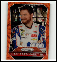 Orange-bordered panini prizm trading card featuring dale earnhardt jr earnhardt jr orange wave numbered 125