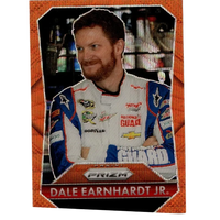 Orange-bordered panini prizm trading card featuring dale earnhardt jr earnhardt jr orange wave numbered 125 of 2025