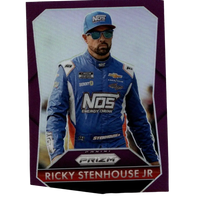 Purple-bordered 2025 panini prizm trading card featuring nascar driver ricky stenhouse jr purple limited edition 99/99