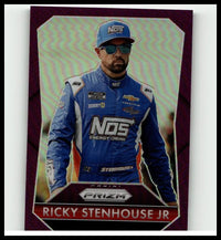 Blue and white racing suit with sponsor logos worn by Ricky Stenhouse Jr in 2025 Panini Prizm Stenhouse Jr Purple card