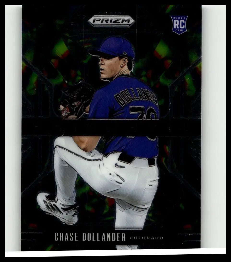 Blue and white baseball jersey with dollander 30 worn by chase dollander of colorado rockies in 2025 panini prizm prizmatic