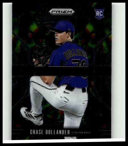 Blue and white baseball jersey with dollander 30 worn by chase dollander of colorado rockies in 2025 panini prizm prizmatic