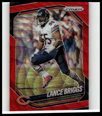 Red prizm football trading card 2025 panini prizm #257 lance briggs red wave in chicago bears uniform numbered 149