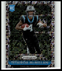 A shimmering black and teal carolina panthers rookie rc trading card featuring tetairoa mcmillan flashback in a prismatic border