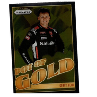 2025 panini prizm pot of gold trading card featuring nascar driver corey heim in black white and red suit