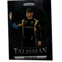 Black and yellow racing suit worn by justin haley with gainbridge logo in 2025 panini prizm #6 justin haley talisman