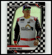 2025 panini prizm #71 brennan poole checkered flag card featuring prizm holographic racing suit with cw & sons infrastructure logo