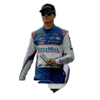 Red and silver panini prizm trading card featuring nascar driver zane smith in titlemax racing suit numbered 75 of 249