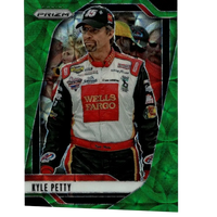 2025 panini prizm #89 kyle petty green scope trading card featuring kyle petty in a black white racing suit with red accents