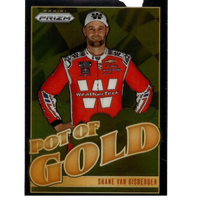 Red and white racing suit with weathertech logo worn by shane van gisbergen on 2025 panini prizm van gisbergen pot card