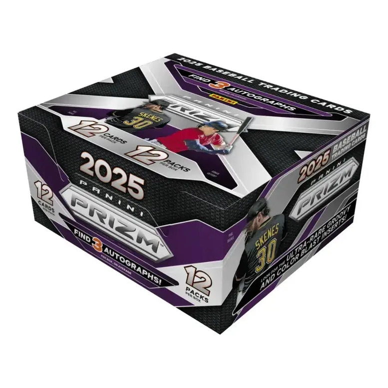 A sealed box of 2025 Panini Prizm baseball trading cards.