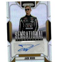 2025 panini prizm jack wood sensational signatures trading card with holographic silver and gold background