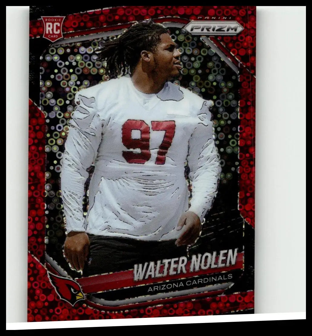 Red and white 2025 panini prizm rookie card of walter nolen arizona cardinals number 97 ideal for toys and games collectors