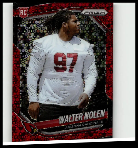 Red and white 2025 panini prizm rookie card of walter nolen arizona cardinals number 97 ideal for toys and games collectors