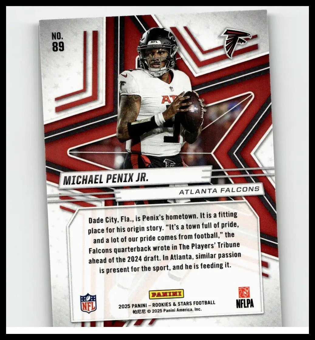 2025 panini rookies purple michael penix jr football trading card numbered 89 of 999 for collectors and fans