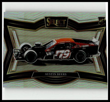 Black and orange nascar race car number 79 with sponsor decals featured on 2025 panini select austin beers silver prizms card