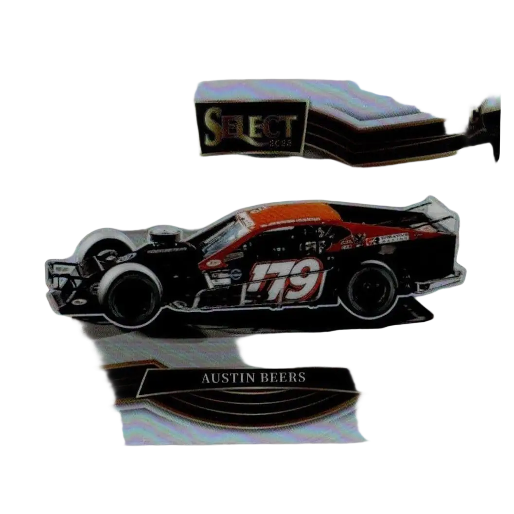 2025 panini select #114 austin beers black and orange race car with number 79, glossy finish, and detailed decals