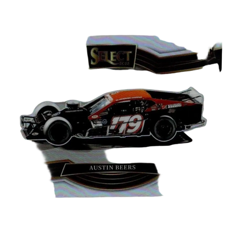 2025 panini select #114 austin beers black and orange race car with number 79, glossy finish, and detailed decals