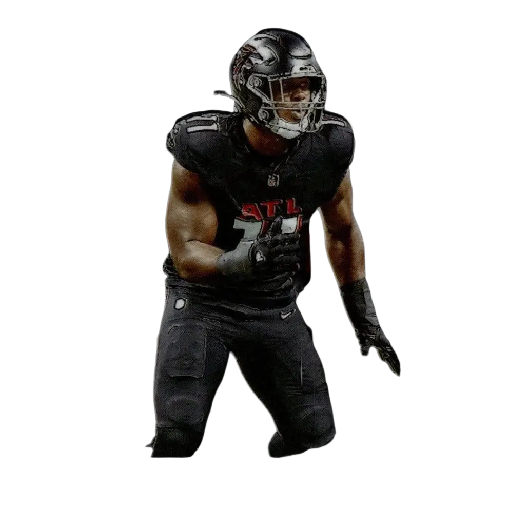 Black football trading card featuring jalon walker in black atlanta falcons uniform from 2025 panini select series