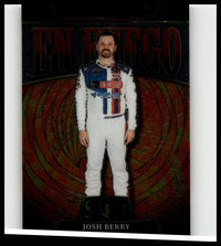 White racing suit with blue and red sponsor logos full-body design from 2025 panini select josh berry berry en fuego