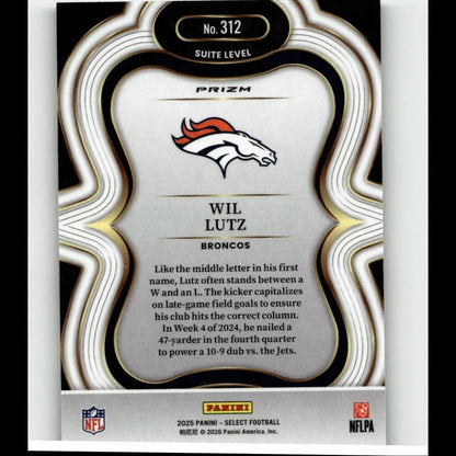 2025 Panini Select #312 Wil Lutz Silver Prizm