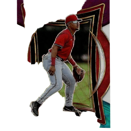 Red and silver baseball trading card featuring seaver king in a red uniform with gold-trimmed design.