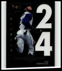 Black ken griffey jr select baseball trading card from 2025 panini select featuring select numbers design